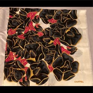 Chanel Wool and Silk Blend Camellia Scarf